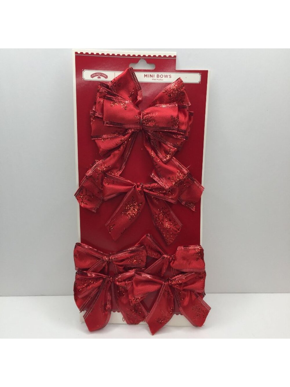 Holiday Time 6 Red Glitter Bow Snowflake Wire Edge Mini Christmas Wreath Package